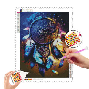 Kit de Peinture Diamant 5D <span class=keywords><strong>Attrape</strong></span>-rêves Plume Délicieuse Nature Morte Style Américain Peinture Diamant DIY Vente en Gros - Product Image 1