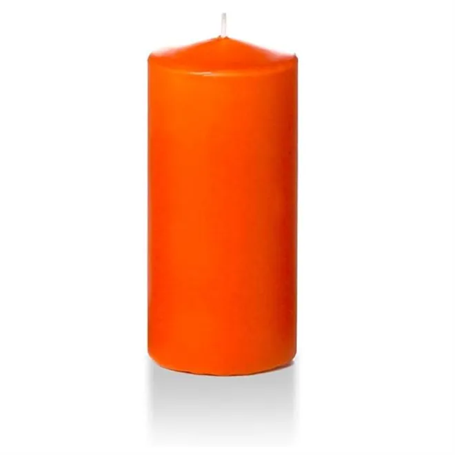 4 Pack Orange Rustic Pillar Candles 2 X 4 Inches Premium European Quality