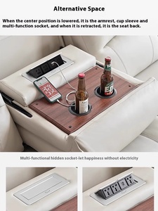 Sofá Modular Moderno de Tres Plazas con Tapicería de Cuero Genuino, Extensible, Ajustable, con Puerto USB Inteligente, Modelo 6882-gf1 - Product Image 2