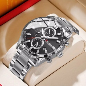 Multi-Function 3 Sub-dials 6 Hands Men's Quartz <b>Watch</b> 44mm Calendar Display Stainless Steel Band Waterproof Casual Sports <b>Watch</b> - Product Image 5