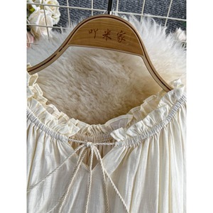 Abito da <span class=keywords><strong>donna</strong></span> all'ingrosso, nuova collezione estate 2026, elegante, di tendenza, retrò, dolce, con maniche a lanterna allacciate e frange. - Product Image 3