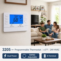 Termostato Programable OEM 3215, 4 Periodos, Programación de 7 Días, 1 ° Precisión F, 18~30 VCA o 2xAA, Clase II NEC para sistemas HVAC domésticos en EE. UU.
