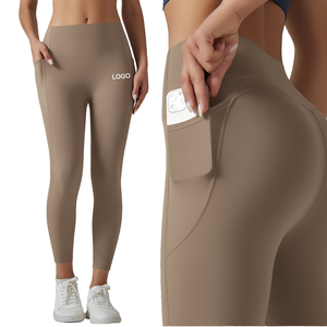 Leggings Deportivos de Gimnasio para Mujer, OEM, Sólidos, Suaves como la Mantequilla, Cintura Elástica, Bolsillo Lateral, Efecto Adelgazante, Secado Rápido, Elásticos en Cuatro Direcciones - Product Image 4