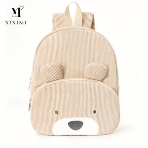 Xiximi กระเป๋าเป้ผ้าลูกฟูกปักลายโลโก้ตามสั่งมีสไตล์ทันสมัยกระเป๋าแบบเรียบง่ายมีซิปปิดลายหมีน่ารัก - Product Image 1