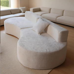 Sofá Seccional Curvo Moderno Tapizado en Tela, Sofá Modular de Esquina con Respaldo Acolchado Blanco para Sala de Estar o Villa - Product Image 3