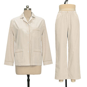 <span class=keywords><strong>Pigiama</strong></span> Classico a Righe da Donna, Morbido 100% Cotone, Set da Notte in Due Pezzi, Abbigliamento da Casa - Product Image 2