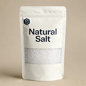 Bolsa con cierre vertical de diseño personalizado gratuito para sal marina orgánica con muesca de apertura, bolsa de embalaje de plástico a prueba de humedad - Product Image 1