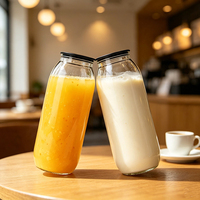Bouteilles en plastique PET transparentes de qualité alimentaire avec logo personnalisable, bouteilles de boisson vides transparentes avec couvercle à languette pour soda, jus, thé boba