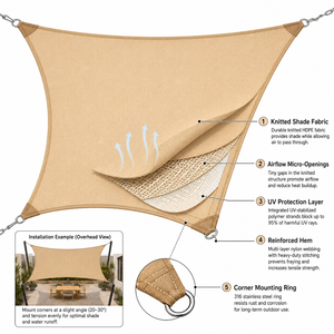 <span class=keywords><strong>Voile</strong></span> <span class=keywords><strong>d</strong></span>'<span class=keywords><strong>ombrage</strong></span> imperméable OEM, respirante, en HDPE, résistante aux UV, pour terrasse, jardin, restaurant - Product Image 6