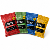 Sachet refermable personnalisé en Mylar alimentaire anti-odeur avec fermeture éclair, idéal pour l'emballage de bœuf séché, biltong et autres viandes, avec logo