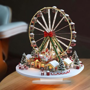 Figurine acrylique 2D plate de Noël avec effet visuel, <span class=keywords><strong>Père</strong></span> Noël et rennes, décoration de table de Noël, cadeau - Product Image 2