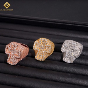 S925 Sterling <b>Silver</b> Full Pave Moissanite Men's Cross Moissanite Cocktail <b>Ring</b> 18K Gold <b>Emerald</b> Cut Luxury Unisex Party <b>Ring</b> - Product Image 2