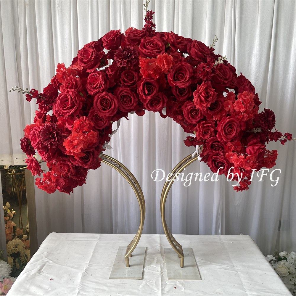 Red Gold Wedding Centerpieces - Handmade Silk Flower Arrangements, image size:1000x1000