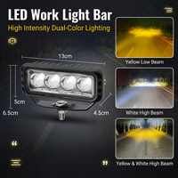 Lampe de travail LED à 4 lentilles DC 12V-60V, double couleur jaune et blanc, faisceau haut et bas, étanche, pour conduite tout-terrain, camion, SUV, VTT