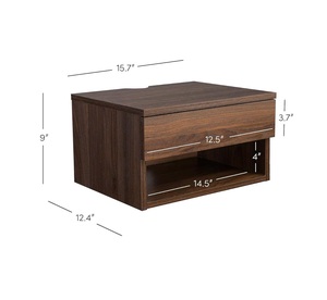 <strong>Wall</strong> mounted modern bamboo walnut wooden floating bedroom nightstand <strong>bedside</strong> <strong>table</strong> with drawer - Product Image 2