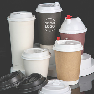 แก้วกาแฟพิมพ์โลโก้ตามสั่ง ย่อยสลายได้ ขนาด 4oz 8oz 10oz 12oz 16oz 22oz แก้วกระดาษแบบใช้แล้วทิ้งพร้อมฝา - Product Image 3