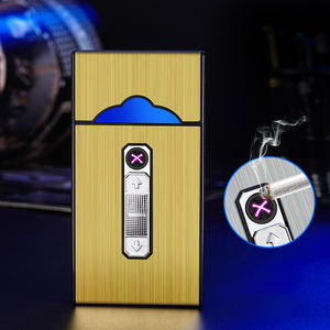 Briquet à double <span class=keywords><strong>arc</strong></span> rechargeable par USB avec étui à cigarettes en métal fin, pack <span class=keywords><strong>de</strong></span> 20 pièces tout-en-un moderne pour fumer - Product Image 6