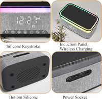 Draadloze wekker met audio, slimme desktop muziekspeler, LED, 15W draadloze oplader, white noise speaker met radio, TF en Aux