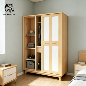 furniture factory low price customized <b>large</b> stock ready to ship storage <b>wardrobe</b> new design house furniture wood slide <b>wardrobe</b> - Product Image 3