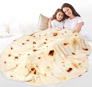 Mềm ấm flannel Tortilla chăn 280gsm hình tròn máy bay du lịch ném san hô Fleece Tortilla Nap bọc chăn - Product Image 1