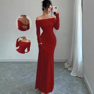 <span class=keywords><strong>Abito</strong></span> da Sera Elegante con Spalle Scoperte, Schiena Incrociata, Aderente e Lungo per Ospiti di Matrimonio, Acquistabile Online - Product Image 4