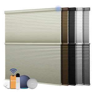 ستائر خلوية بمحرك للنهار والليل تعمل بمحرك تعتيم لاسلكي للتحكم عن بعد تنشيط الصوت للمنزل الفندق معدن أسود - Product Image 1