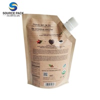 Pochette Doypack Kraft Biodégradable et Compostable Écologique avec Bec Verseur 1000ml 200ml 50ml pour Café, Boissons, Jus, Liquides, Gelée, Lait