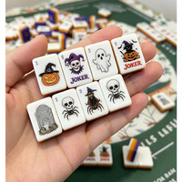 Table de jeu de Mahjong américain personnalisée avec toile d'araignée bleue d'Halloween, jeu de Mahjong à 4 couches pour jeux de société et divertissement