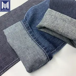 Tela vaquera 55% Lino 45% algodón, material de impresión, azul real, jeans para hombre