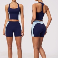 Nouvel arrivage : Ensemble de sport et yoga contrastant avec débardeur rembourré antichoc et short – Tenue de course et cyclisme pour femme