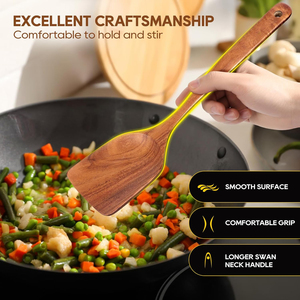Juego de Utensilios de Cocina de Madera de Teca Natural, Antiadherentes y Seguros, 10 Piezas, Juego de Utensilios de Madera <span class=keywords><strong>para</strong></span> Cocina - Product Image 5