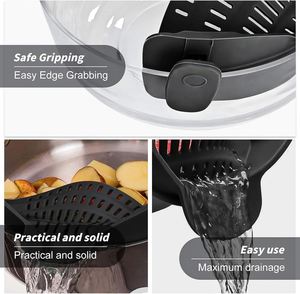 Colador de silicona ajustable para cocina, con forma de cesta, para escurrir pasta y alimentos, con uso para aceite, venta al por mayor - Product Image 3