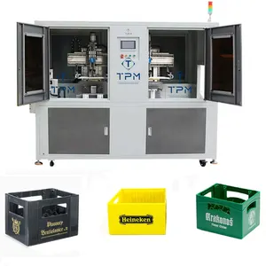 Semi-automatic 4 side servo flatbed silk screen printing machine for plastic beer crate container