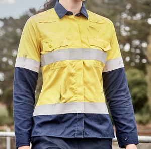 비스코스 FR 메타 아라미드 폴리아미드, 파라아라미드, 정전기 방지 립스톱 여성 오렌지 화염 방지 경량 테프 셔츠 - Product Image 3