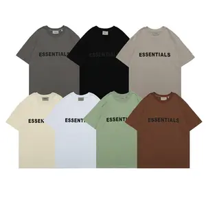 Camiseta de algodón con logotipo personalizado para hombre, ropa informal sólida de manga corta con cuello redondo