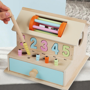 Maison de jouets éducatifs polyvalents <span class=keywords><strong>Montessori</strong></span> Tiroirs en bois Boîte à monnaie pour l'apprentissage de la coordination des formes de couleurs - Product Image 3