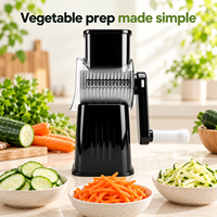 Qualité supérieure, stabilité optimale, compact et peu encombrant, trancheuse à manivelle noire pour légumes, salades, pâtes et râpe à fromage