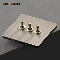 BAOBEN 86 Modèle Interrupteur Rotatif Antique en Bronze avec Panneau Métallique Bandé en Acier Inoxydable, Interrupteur d'Hôtel de Style Rétro