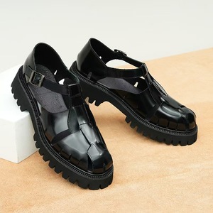 Chaussures en cuir à cellules ouvertes pour hommes, en cuir véritable, ajustables, pour tenue de ville, respirantes, sandales à enfiler, légères - Product Image 2