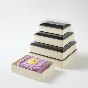 Caja de madera para tartas de queso <span class=keywords><strong>vascas</strong></span> con tapa transparente, para mousse, <span class=keywords><strong>tapas</strong></span>, postres, tiramisú, y otros postres de frutos secos, para envasado de pasteles. - Product Image 3