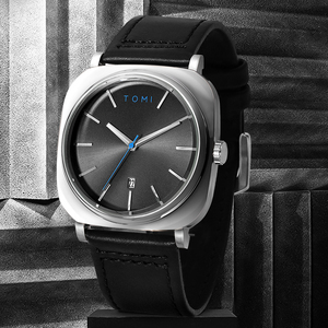 TOMI Set Regalo 2 Pezzi: Orologio Casual da <span class=keywords><strong>Uomo</strong></span> e Occhiali, Cinturino in Pelle, Quadrante Analogico, Cassa in Lega, Calendario Completo, Confezione Regalo - Product Image 2