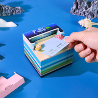Bloc-notes 3D Sea World 2027, calendrier, sculpture en papier sur le thème de l'océan, notes adhésives, décoration de bureau, cadeau avec couvercle anti-poussière en acrylique et lumière LED