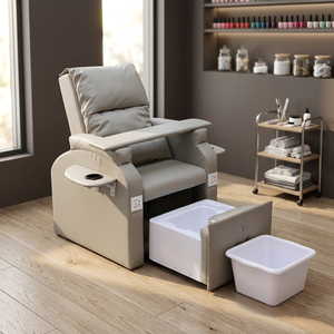 Fauteuil de pédicure de luxe moderne pour salon de manucure, avec bain de pieds sans tuyauterie, siège et dossier réglables électriquement, lampe LED 7 couleurs pour les ongles - Product Image 1