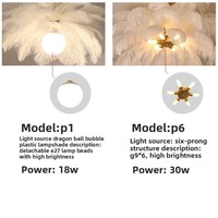 Lustre nordique minimaliste en plumes d'autruche, plafonnier LED blanc, hauteur réglable, télécommande, villa, restaurant