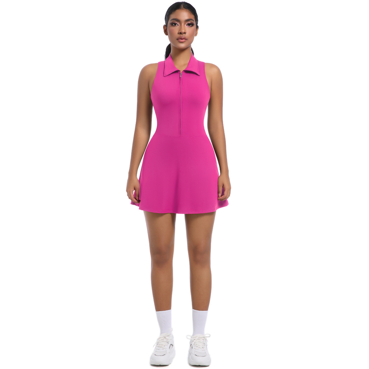 Women's High Waist Lapel Sports Dress New Cross-Border Tight-Fitting Slim Suit for Running Golf Tennis Yoga