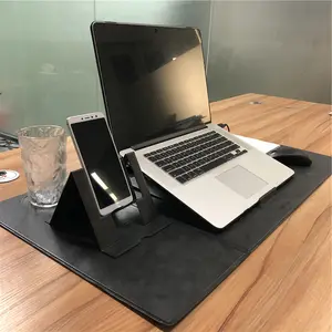 Hot Koop Opvouwbare Pu Lederen Telefoon Houder Voor Laptop Anti-Drop Stofdicht Moderne Kantoor Computers Tafel Map Mouse Pads