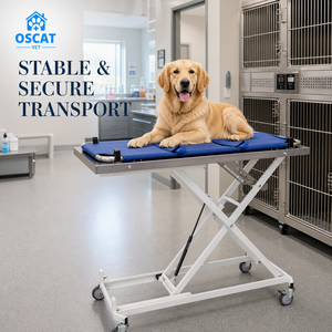 OSCAT 304 Chariot de transport d'urgence pour animaux de compagnie en acier inoxydable avec élévateur pneumatique, équipement vétérinaire pour cliniques et hôpitaux - Product Image 2