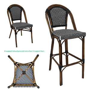 Chaise de bistrot française en aluminium aspect bambou, rotin PE, empilable, pour extérieur, 28*1.5mm – En stock à l'entrepôt d'Atlanta - Product Image 4