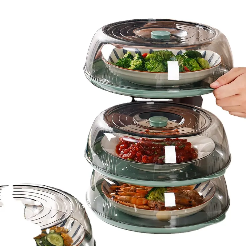 Multilayer Stackable Dust Proof Plate Food Cover Round Dish Cover Clear Plastic Insulation Food Cover