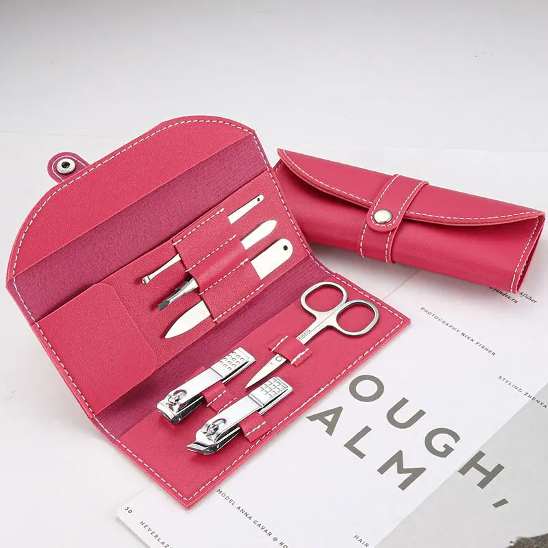 Nail Clippers Kit Stainless Steel Pedicure Grooming Set Full Function Nail Care Tools Manicure Set with Leather